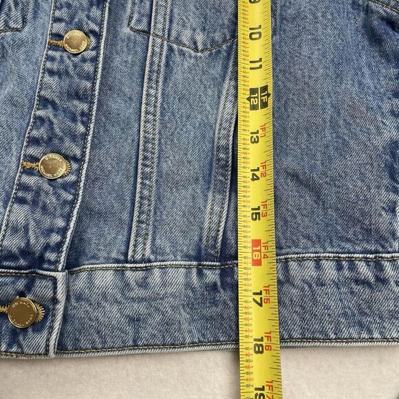 MICHAEL KORS Women's Blue Denim Jean Jacket, Gold MK Logo Buttons-M - Picture 6 of 10